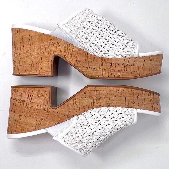 Wonderly Halo White Vegan Leather Slide Platform Cork Block Heel Belk Sandal 8.5 - Picture 5 of 13